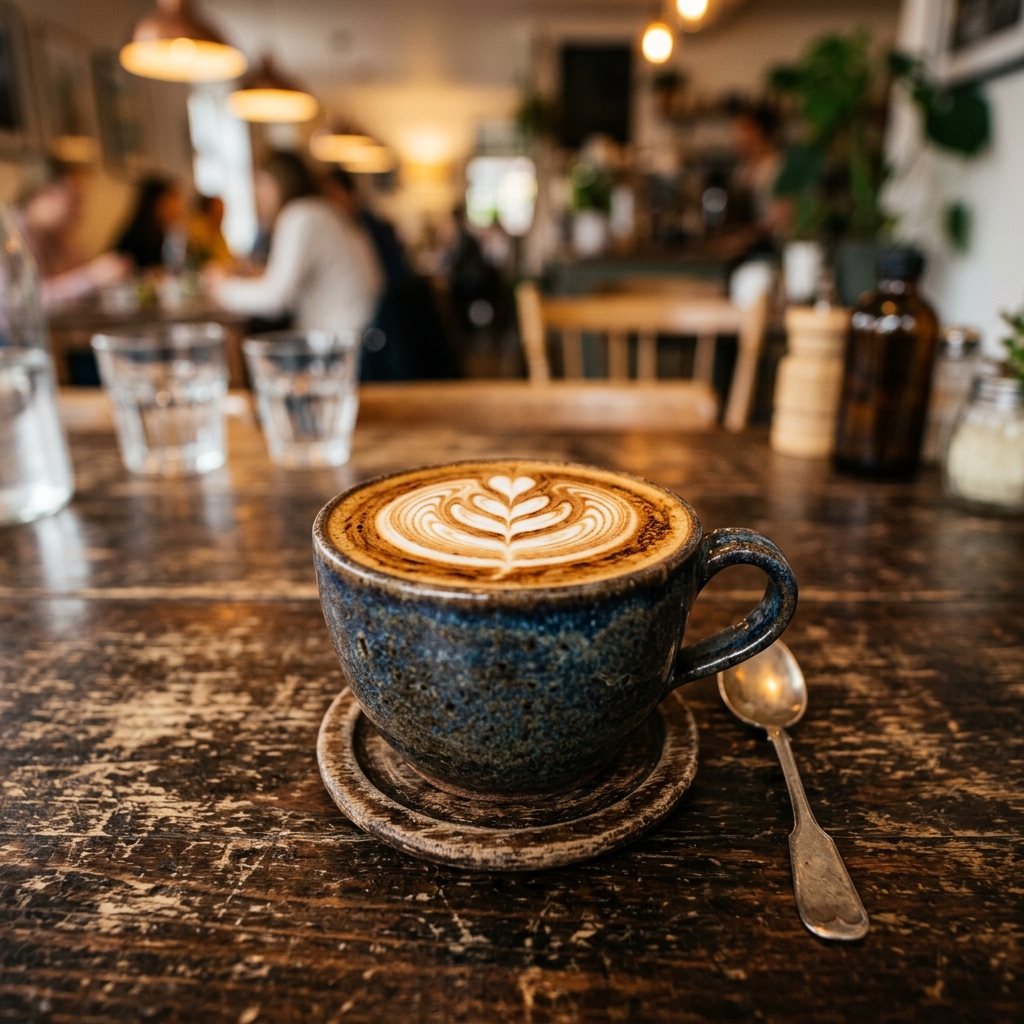 Artisan latte with beautiful latte art