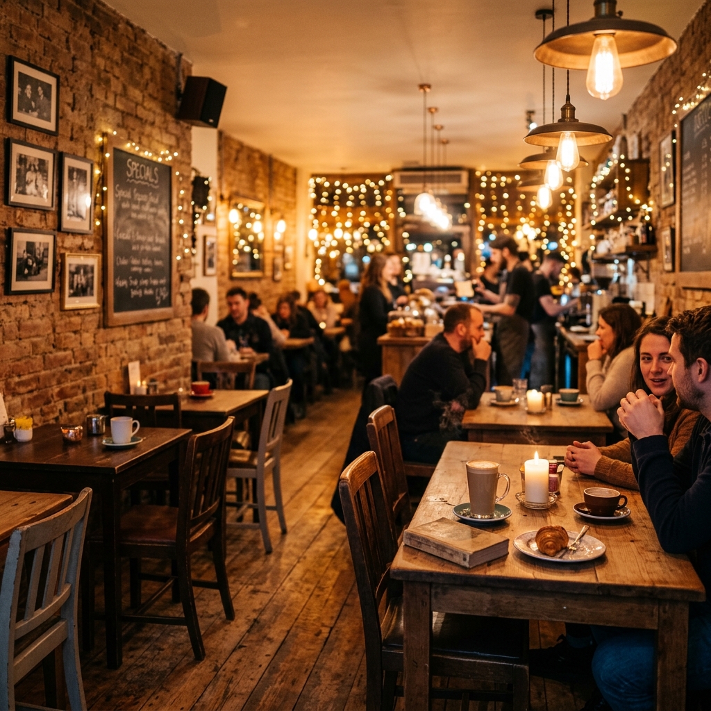 Cozy interior of Ember & Oak Café